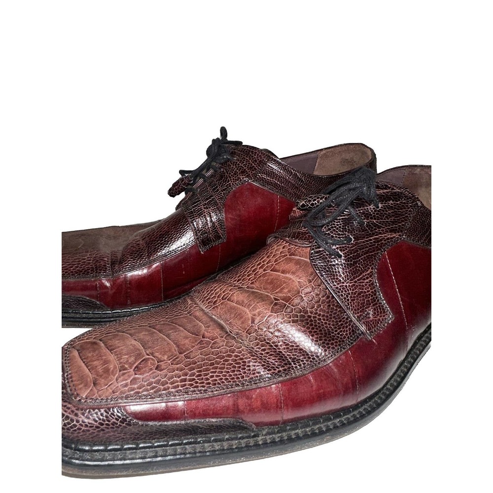Mezlan Platinum Ostrich Men’s Derby Shoes 11m Burgundy Brown 95511 Bellini Spain